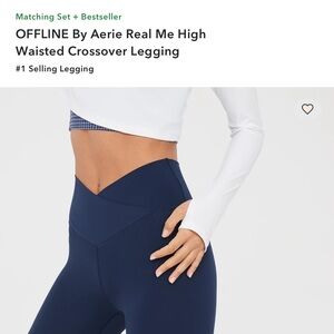 Aerie Navy High Waisted Crossover Leggings